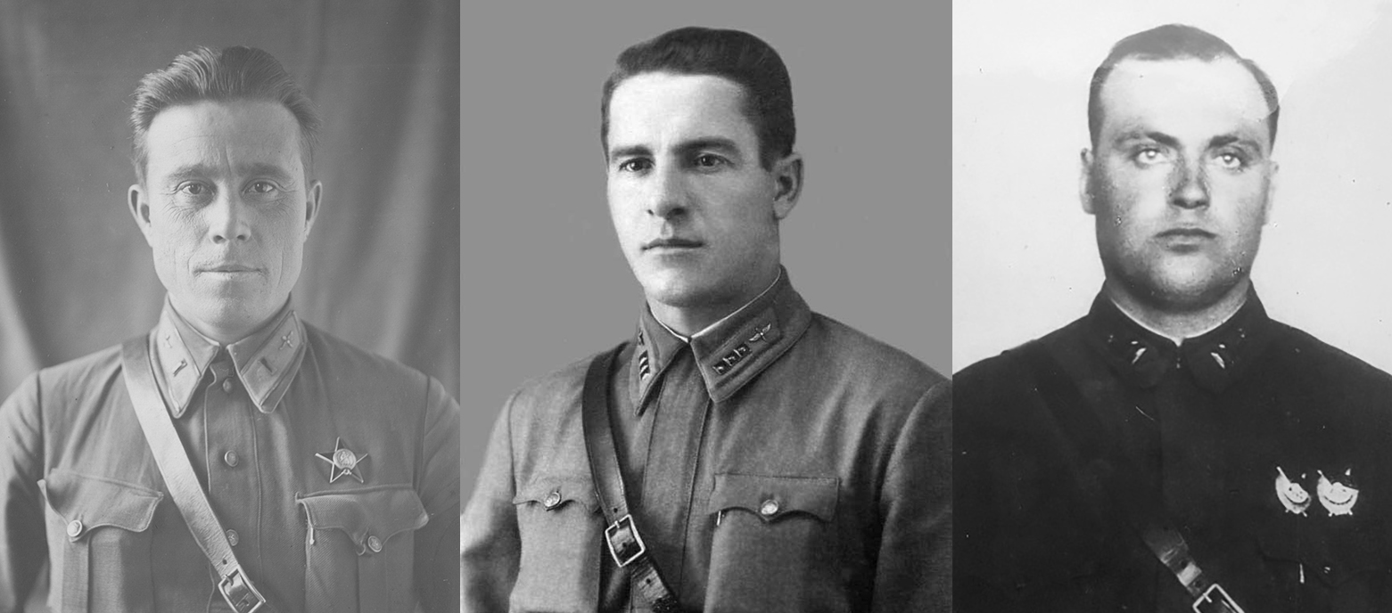 Участники боевого вылета 14 января 1940 г. (первой группа): командир группы ДБ-3 ВВС 14 А майор Гайкович В.П., капитан Попов Петр Логвинович и лейтенант Тихий Трофим Иванович.