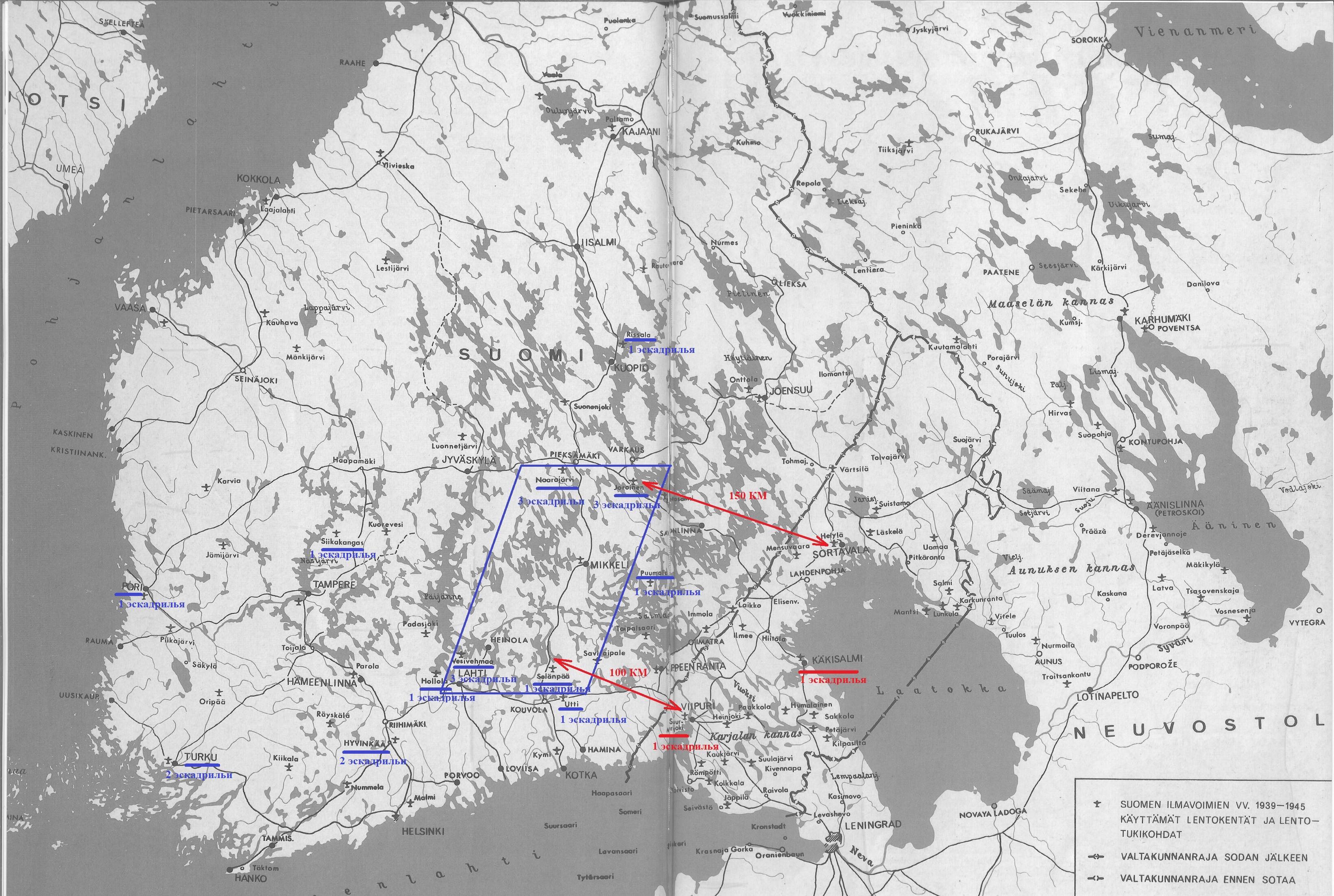 План расположения финской истребительной авиации к 25 июня 1941 года.