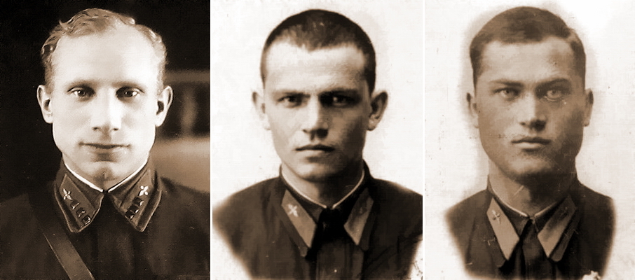 . Иван Иванович Иванов и летчики его звена – Тимофей Иванович Кондранин (погиб 05.07.1941) и Иван Васильевич Юрьев (погиб 07.09.1942)