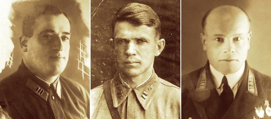 Командир 46-го ИАП Иван Дмитриевич Подгорный, его заместитель Иосиф Иванович Гейбо и флагштурман полка Петр Михайлович Шалунов