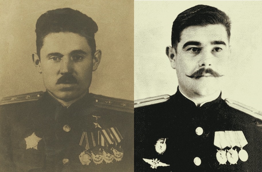 Ведущий группы штурмовиков 46-го ШАП Александр Николаевич Синицын (на фото в звании майора) и ведущий группы «Киттихауков» 27-го ИАП Михаил Иванович Бойченко