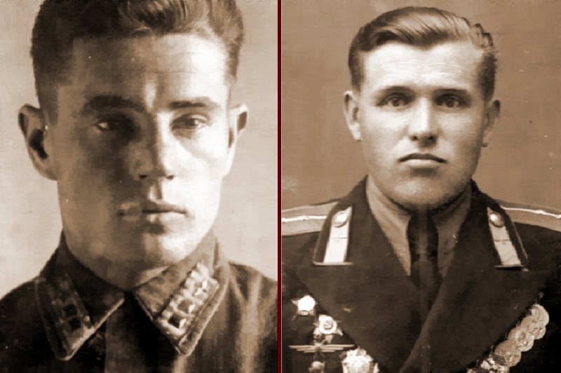 Ветеран полка майор Кузнецов Виктор Иванович, единственный летчик, оставшийся в 263-м ИАП от первого состава 401-го ИАП с июня 1941г. (погиб в воздушном бою 23.02.43г.) и его ведомый младший лейтенант Михаил Григорьевич Питолин (послевоенное фото).