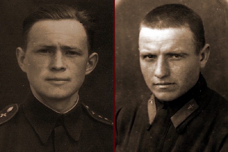 Командир 1-й АЭ 263-го ИАП капитан Михаил Павлович Ракитин (погиб в авиакатастрофе 6.03.45г.) и его ведомый младший лейтенант Лука Арсентьевич Сапегин (погиб в воздушном бою 12.08.43г).