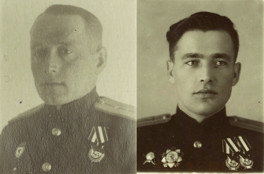 Ведущий группы торпедоносцев 9 –го ГМТАП Гвардии капитан П.П. Гусев и ведущий группы «Аэрокобр» 255-го ИАП майор А.Е. Тульский