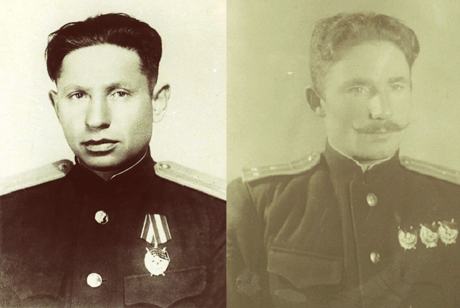 Ведущие групп штурмовиков 46 ШАП: капитан Илья Борисович Катунин и старший лейтенант Н.Н.Суровов