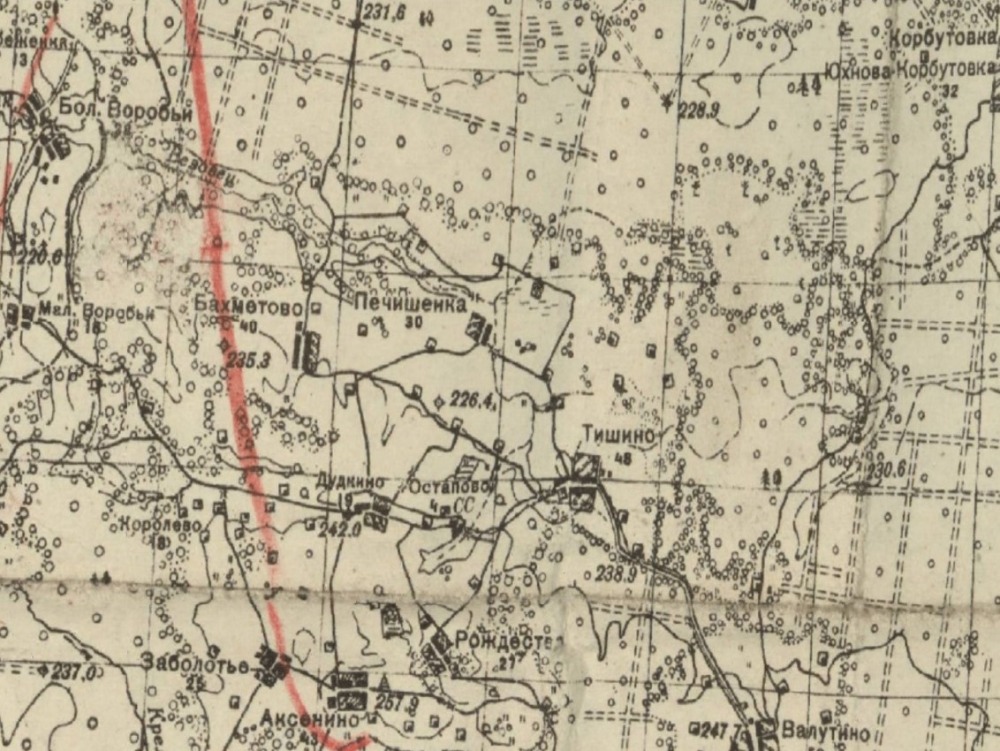 Бои за Нелидово 8-9 октября 1941 года, карта-схема штаба 206-й пехотной дивизии вермахта (NARA).