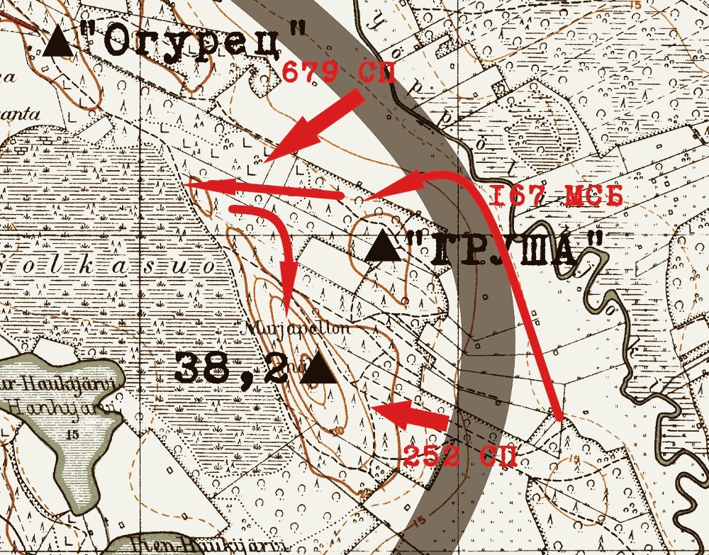 Схема атаки на высоту 38,2 14 февраля.