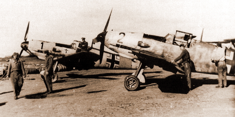 Bf 109Е из III./JG 27, предположительно, на полевом аэродроме Спасская Полисть, август-сентябрь 1941 года