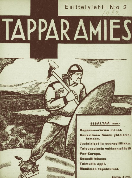 Обложка издававшегося в 1931–33 годах издательством «Васара» национал-социалистического журнала «Убийца» (в 1933 году переименован в «Синий крест»).
