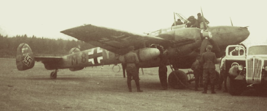 Bf 110 (W.Nr.3761 «M8+YE») гауптмана Герхарда Шашке, Финляндия, Пори, июль 1941 года