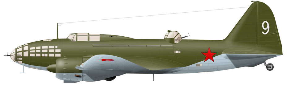 ДБ-3Ф "белая 9" из состава 4-й эскадрильи 53-го ДБАП (реконструкция выполнена по фото из аварийного акта)