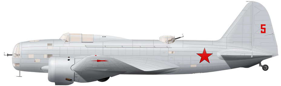 ДБ-3 "красная 5" из состава 7-го ДБАП, уничтоженный на аэродроме Митава утром 23 июня 1941 г.