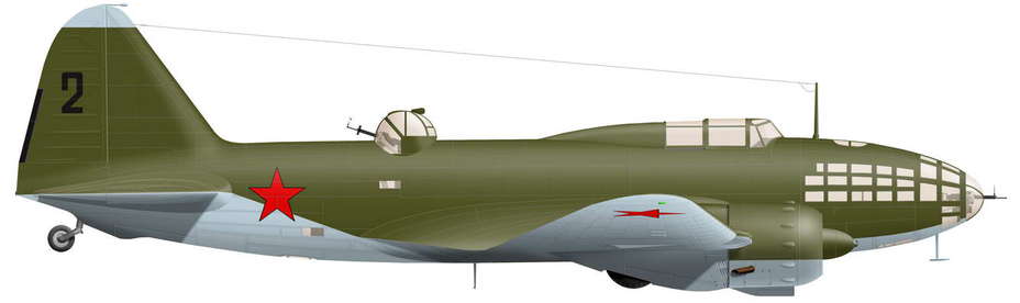 ДБ-3Ф "черная 2" из состава 5-й эскадрильи 93-го ДБАП (реконструкция выполнена по фото из аварийного акта)
