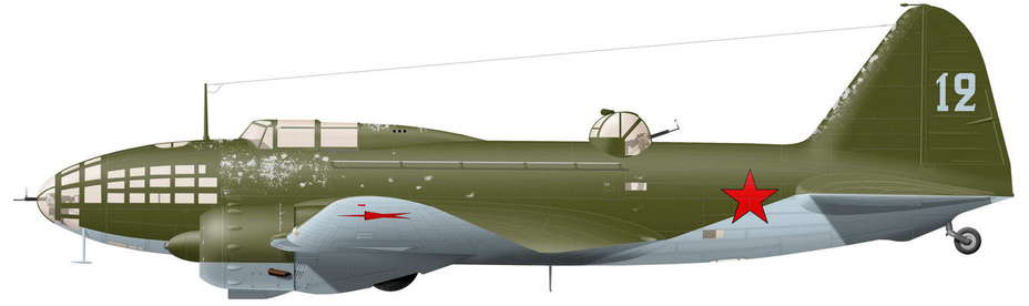 ДБ-3Ф "голубая 12" из состава 100-го ДБАП (реконструкция выполнена по фото из аварийного акта)