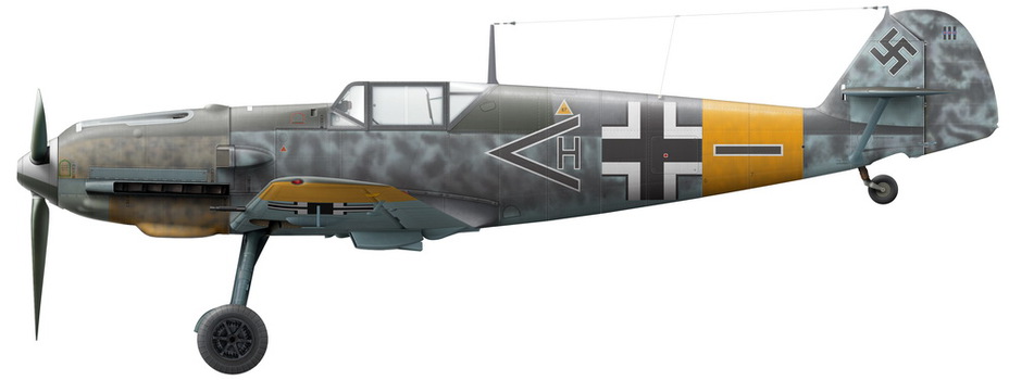 Реконструкция внешнего вида Bf 109Е с предыдущего снимка (рисунок В. Камского)
