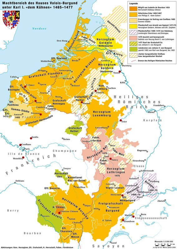 Карта Бургундии, 1477 год. (wikimedia.org)