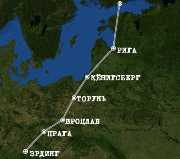 Маршрут обратного перелета группы майора Луукканена