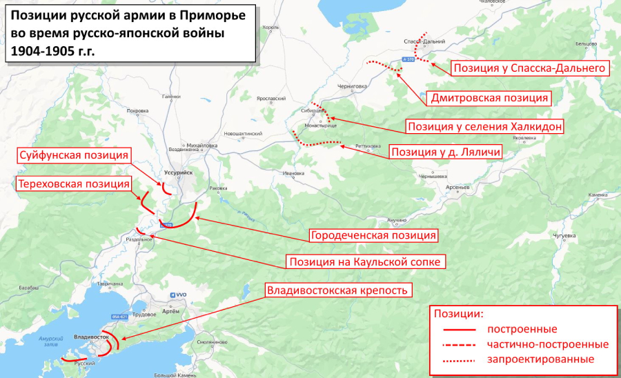 Укреплённые позиции русской армии в Приморье