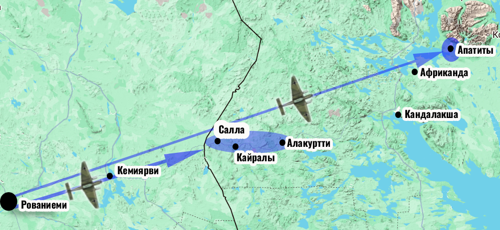 Схема действий пикирующих бомбардировщиков Ju.87 с 1 по 7 июля 1941 года.