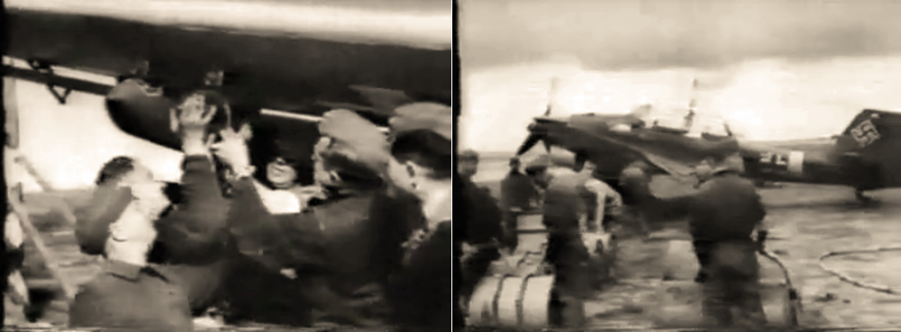Подготовка Ju.87 IV.(St)/LG 1 перед боевым вылетом. (Кадры немецкой кинохроники)