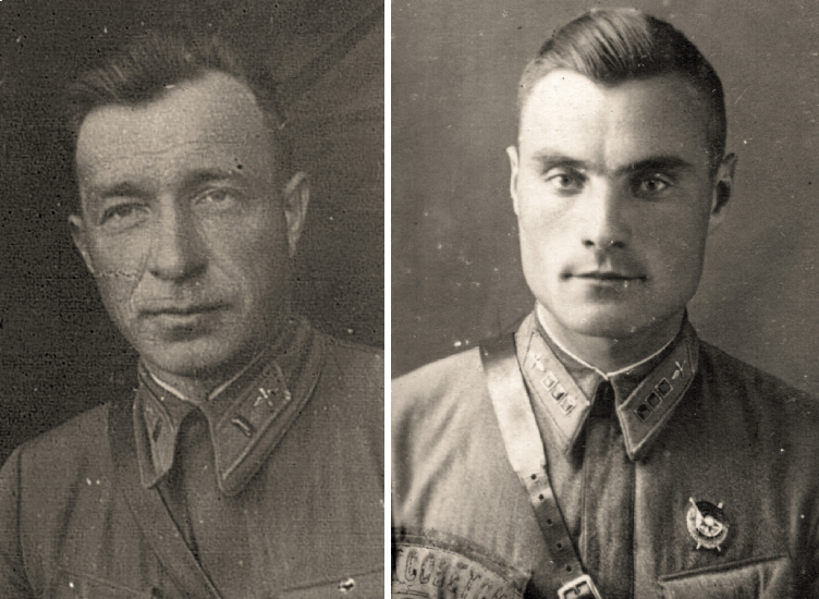 Командир 3-й эскадрильи 61-го ШАП капитан Петр Сергеевич Филатов и . командир звена младший лейтенант Михаил Васильевич Заболотский.