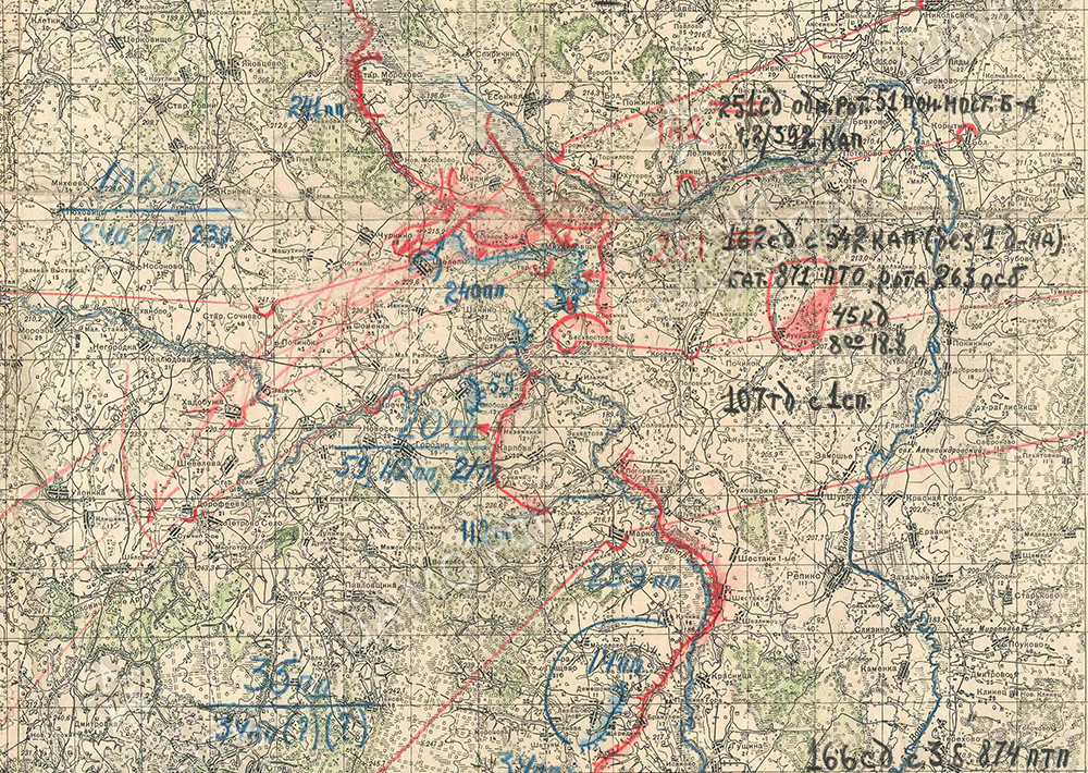 Положение войск 19 и 30 армий Западного фронта на 17.08.1941г. (фрагмент, карта целиком доступна по клику)