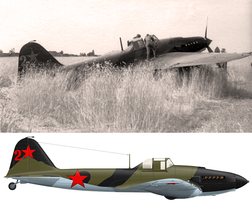 Ил-2 из 61-го или 215-го ШАП, июль-август 1941 года и реконструкция по фотографиям, художник Александр Казаков.