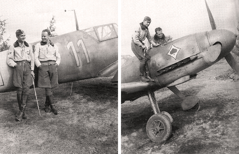 Командир 9/JG 53 обер-лейтенант Франц Гетц и лучший ас эскадрильи и группы лейтенант Эрих Шмидт.